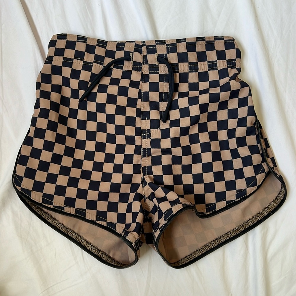 Tan + Lines by Sivan Ayla Boys Checkered Swim Trunks 5T